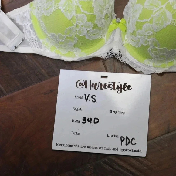 Victoria's Secret lime green lined body by Victoria demi bra 34D - Picture 9 of 10